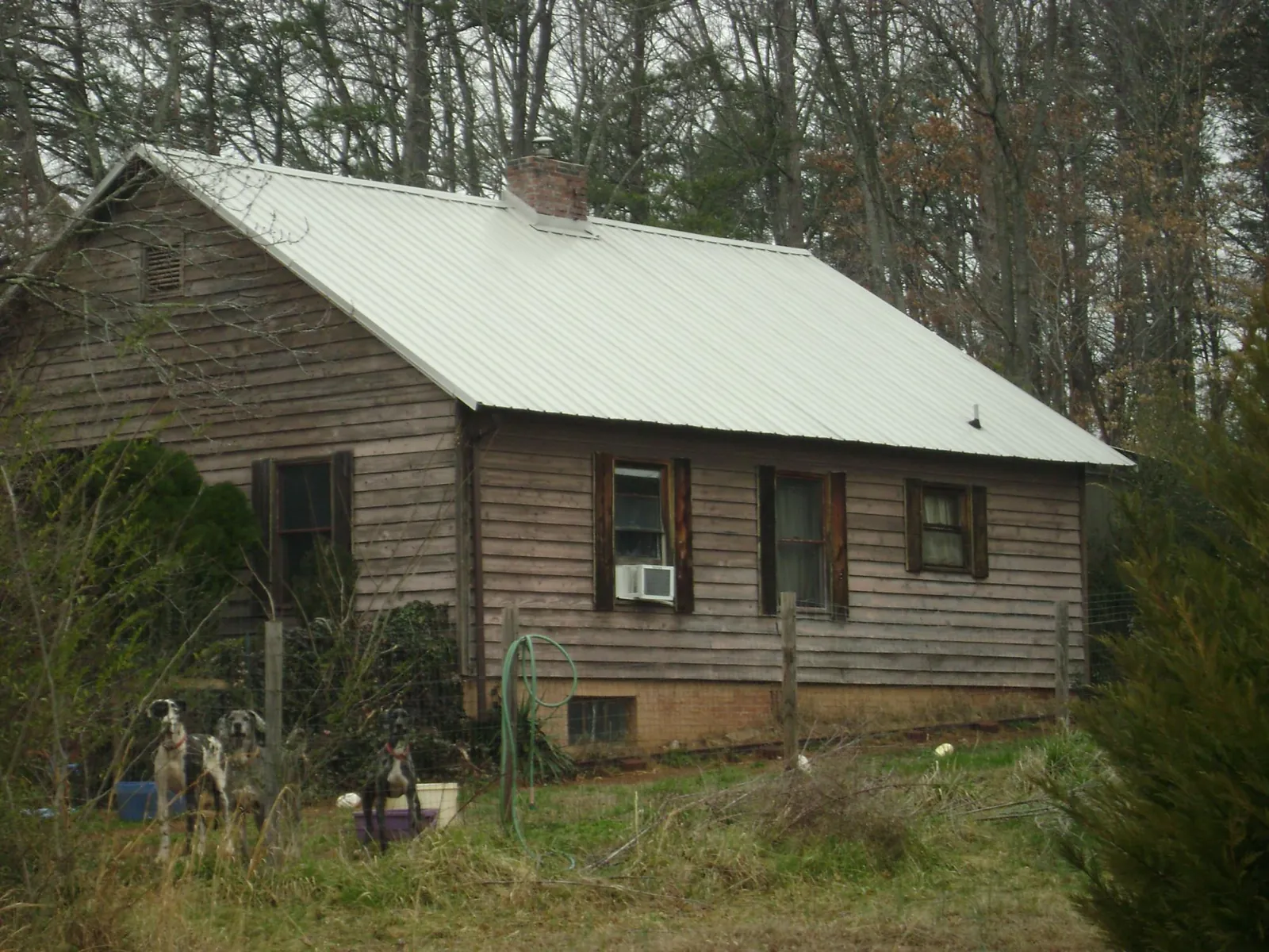 White metal roof on an old wood sided farmhouse in Greenville